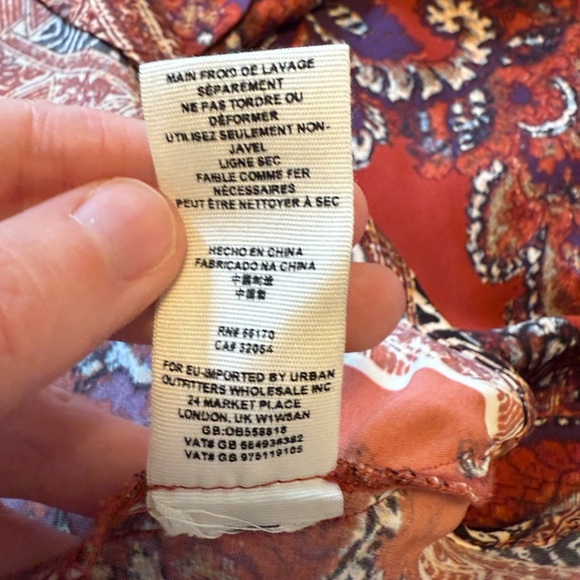 Free People Say You Love Me Mini Dress M Orange Paisley Boho Long Sleeve - Picture 13 of 13